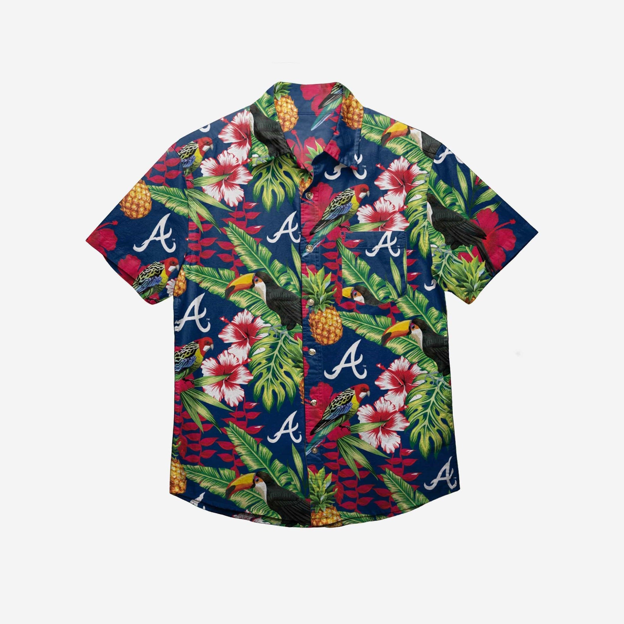 Atlanta Braves Floral Button Up Hawaiian Shirt  
