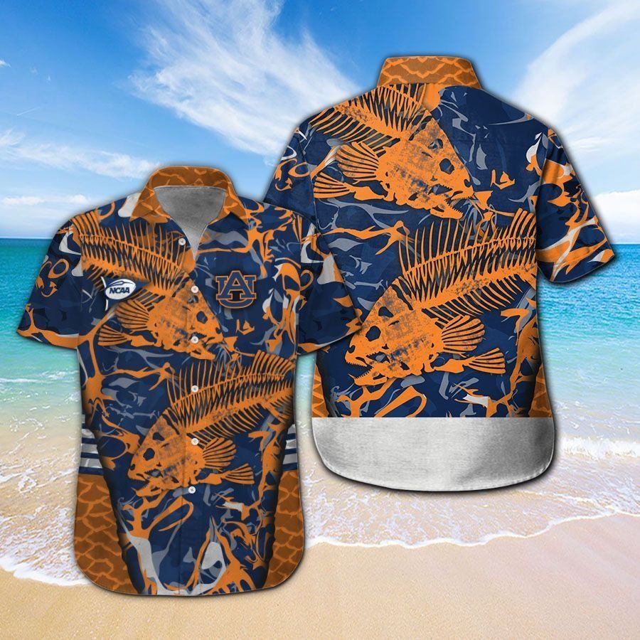 Auburn Tigers Fishing Short Sleeve Button Up Tropical Aloha Hawaiian Shirts For Men Women
