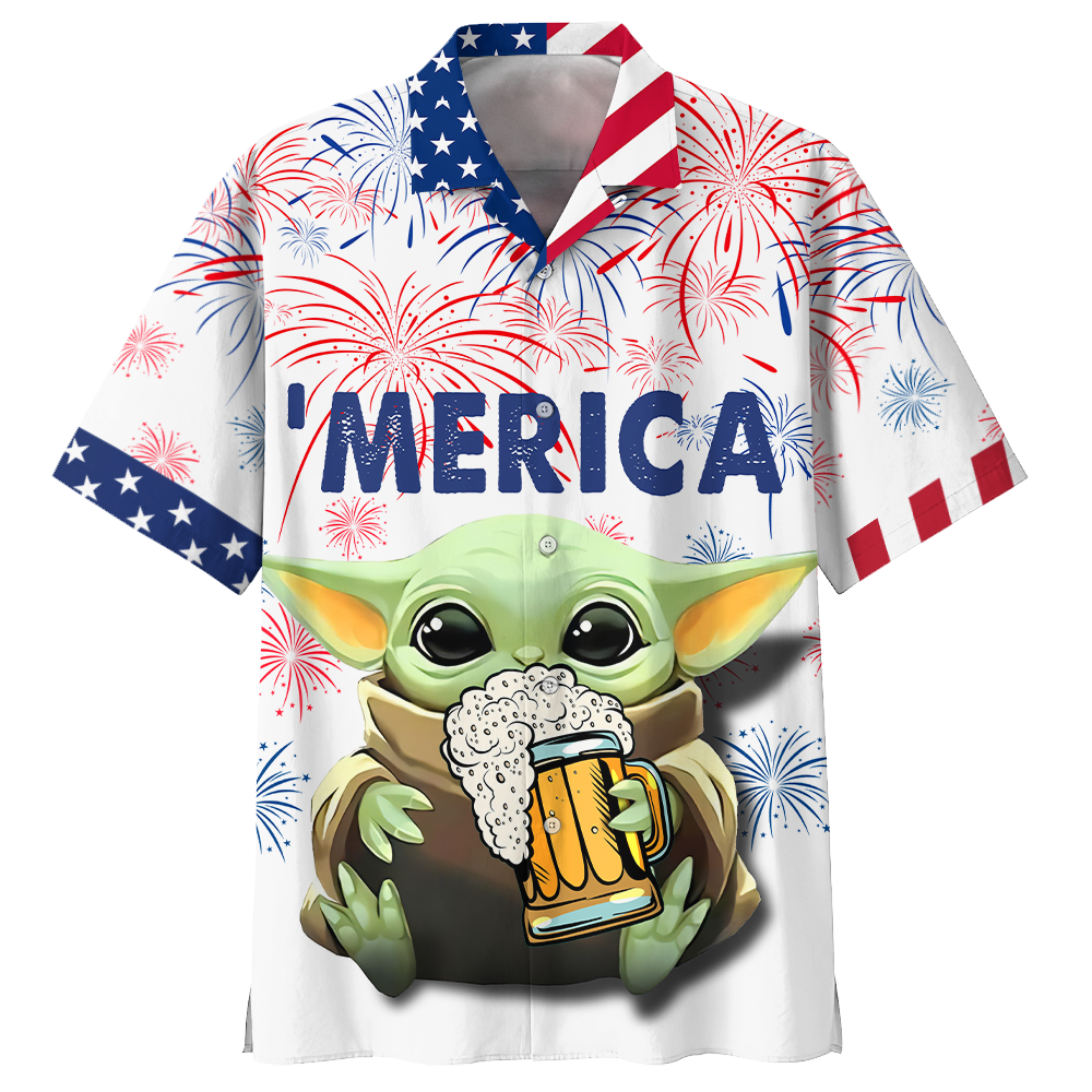 Baby Yoda American Independence Day Hawaiian Shirt And Shorts