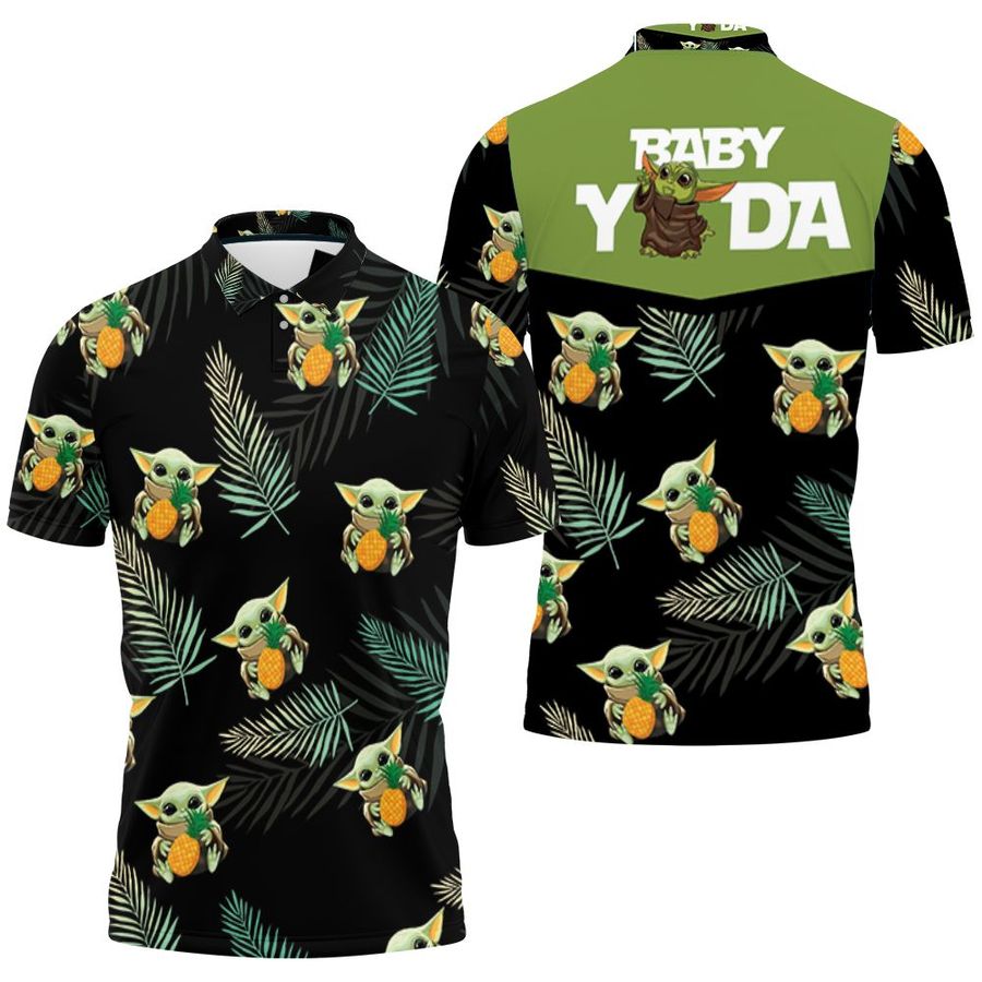 Baby Yoda Hug Pineapple Hawaiian 3D Jersey Polo Shirt All Over Print Shirt 3D T Shirt