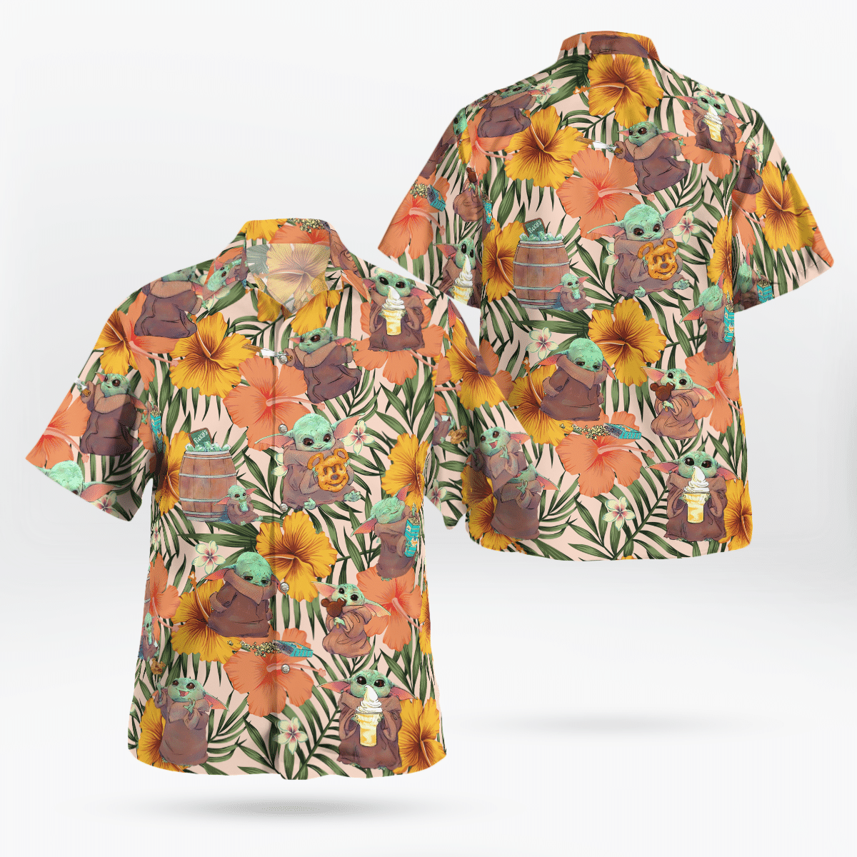 Baby Yoda Pattern Hawaiian Shirt, Shorts  