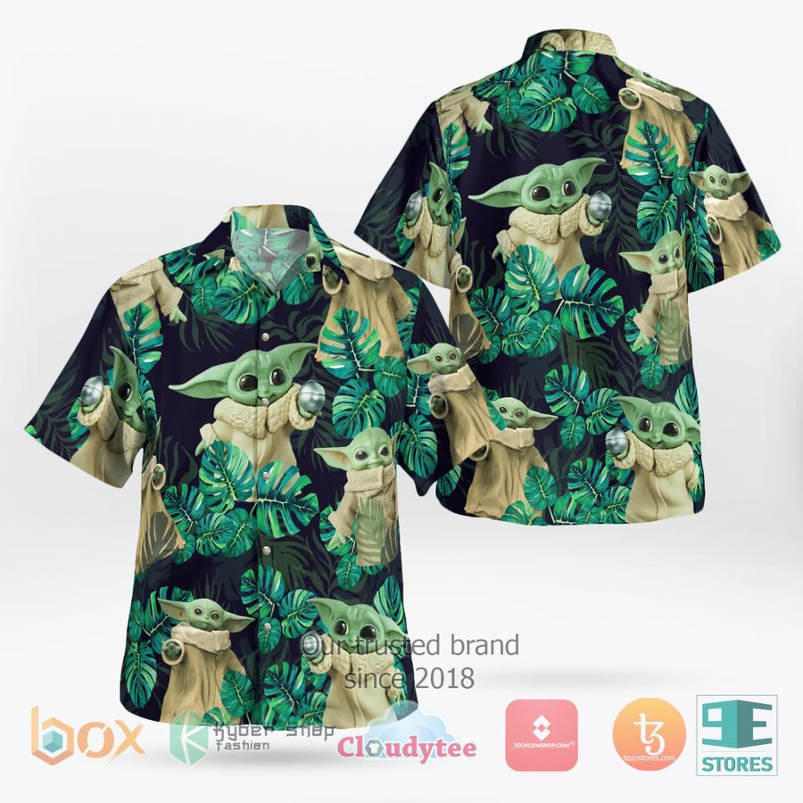 Baby Yoda Tropical Leaves Hawaiian Shirt, Shorts  