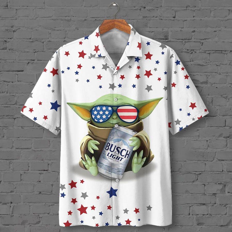 Baby Yoda With Busch Light Beer Star Hawaiian Shirt StirtShirt