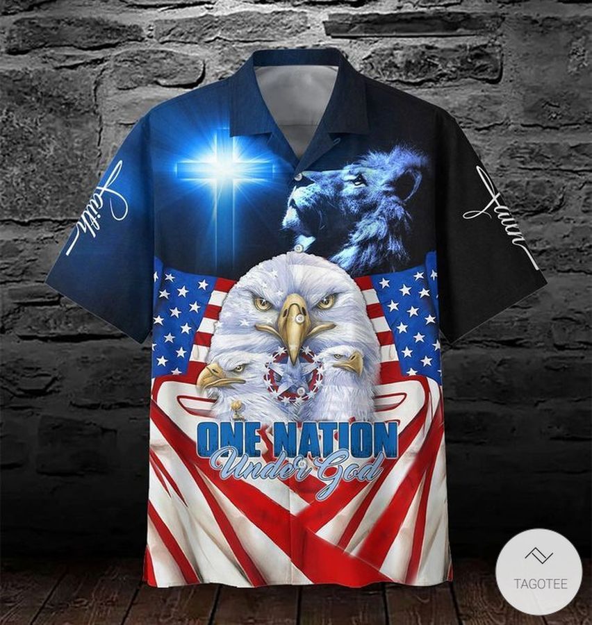 Bald Eagle Independence Day Fourth Of July One Nation Under God Hawaiian Shirt StirtShirt