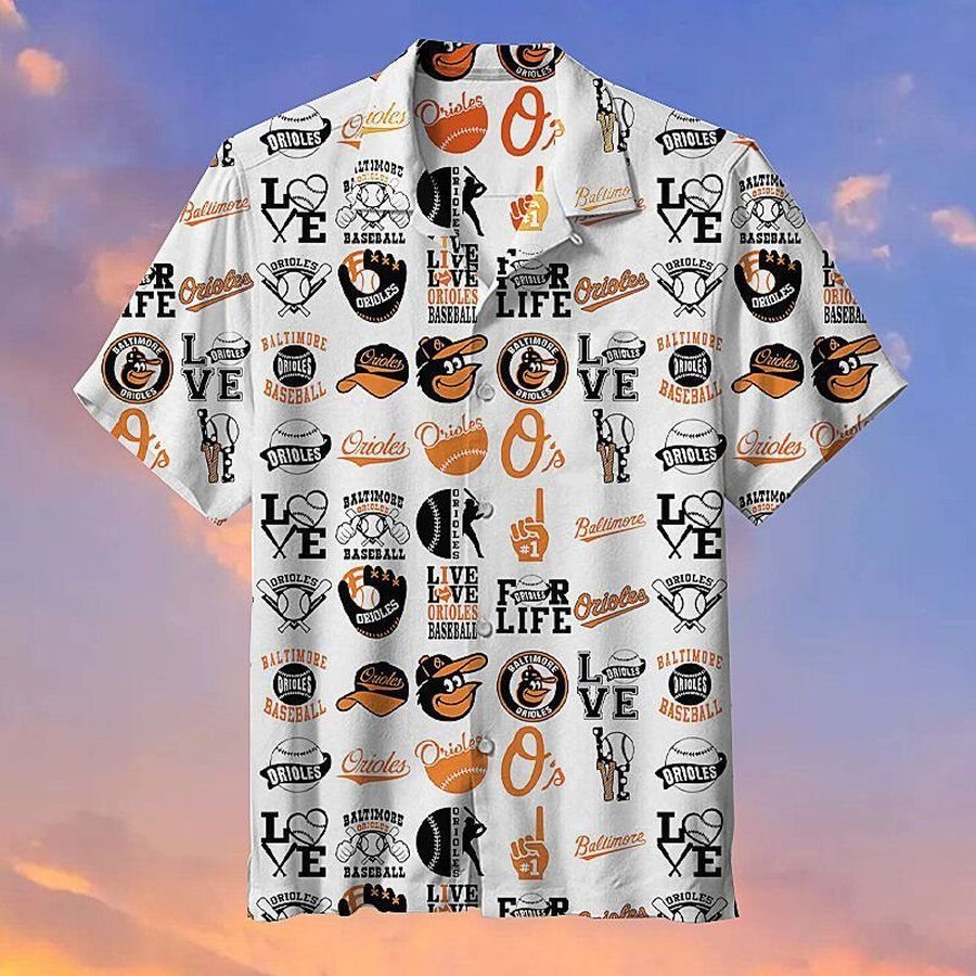 Baltimore Orioles Mlb Hawaiian Graphic Print Short Sleeve Hawaiian Shirt L98   3108 StirtShirt