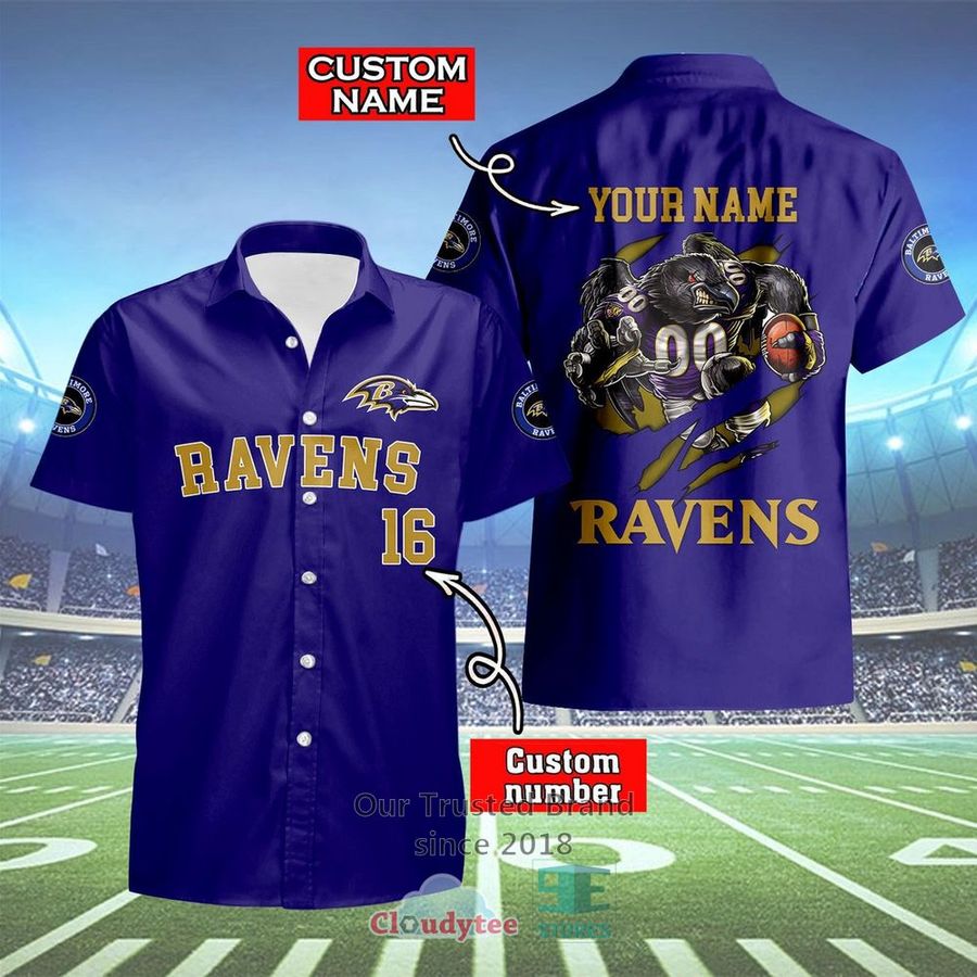 Baltimore Ravens Mascot Personalized Hawaiian Shirt   StirtShirt
