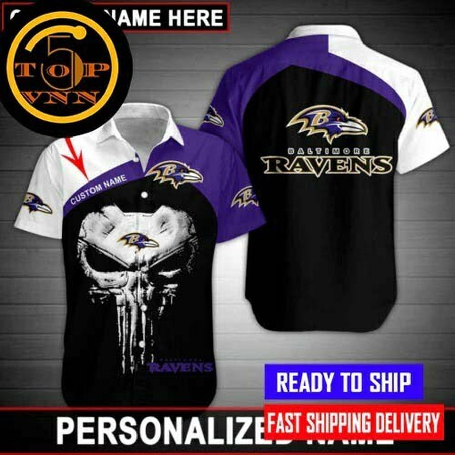 Baltimore Ravens Punisher Skull Hawaiian Shirt StirtShirt