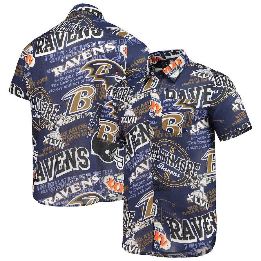 Baltimore Ravens Purple Thematic Button Up Hawaiian Shirt StirtShirt