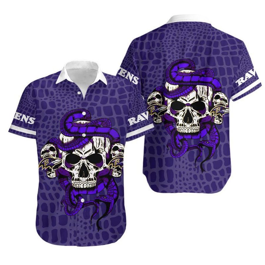 Baltimore Ravens Snake And Skull Hawaii Shirt And Shorts Summer Collection H97 StirtShirt
