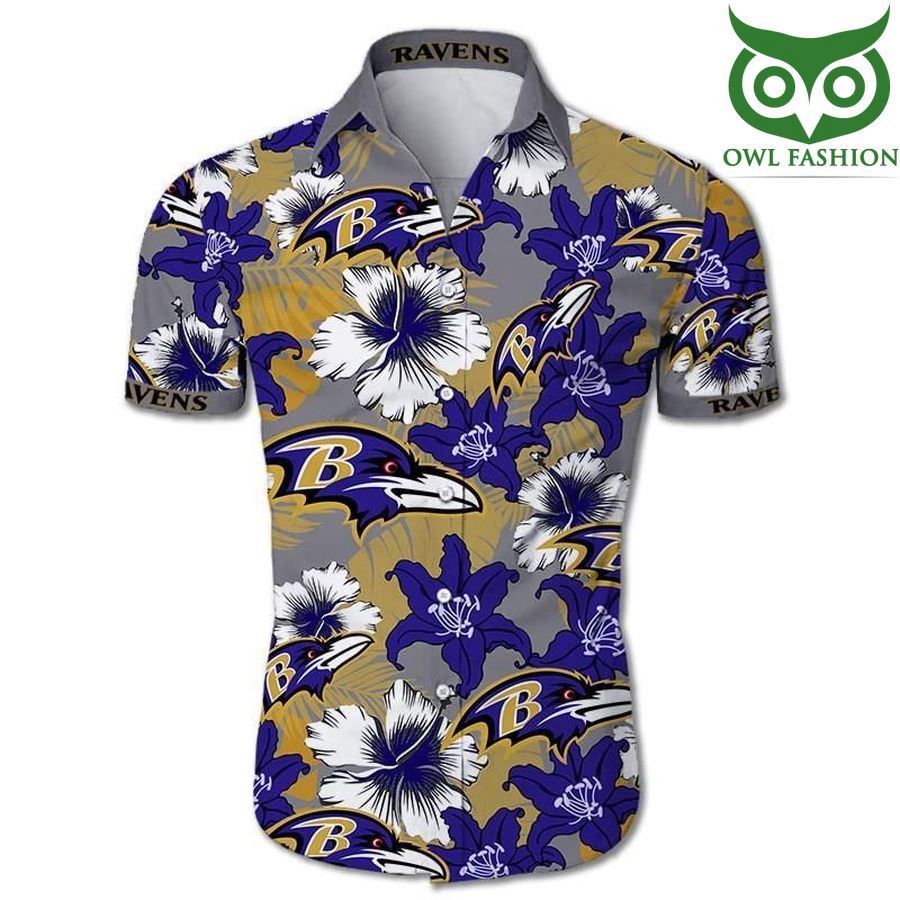 Baltimore Ravens Tropical Flower Short Sleeve Hawaiian Shirt StirtShirt
