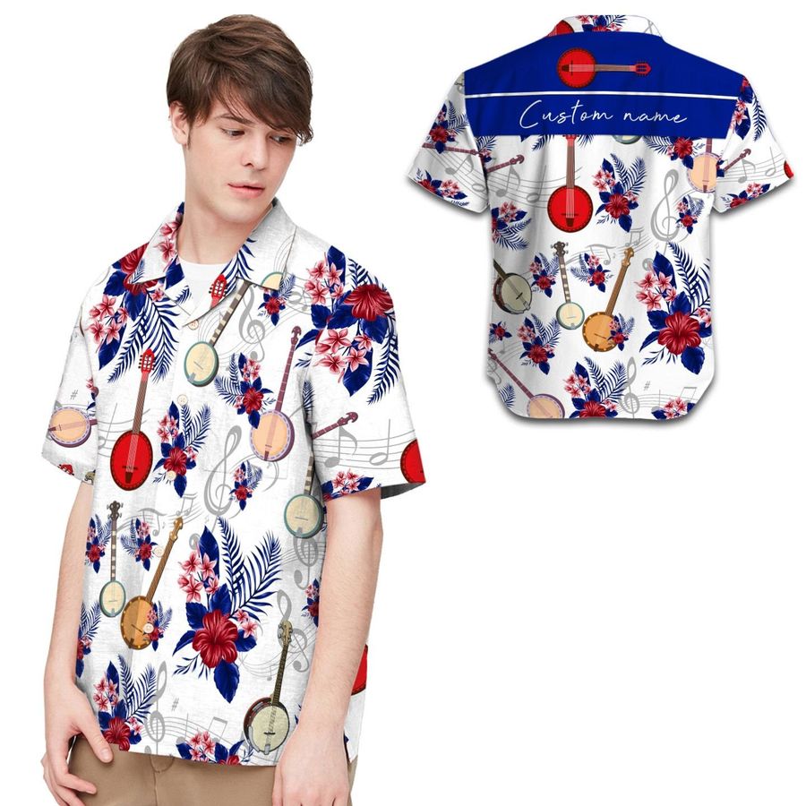 Banjo Tropical Custom Name Hawaiian Shirt For Men For Banjo Lovers StirtShirt