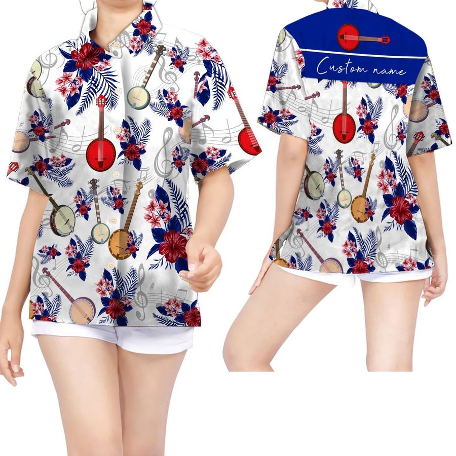 Banjo Tropical Custom Name Hawaiian Shirt For Women For Banjo Lovers StirtShirt