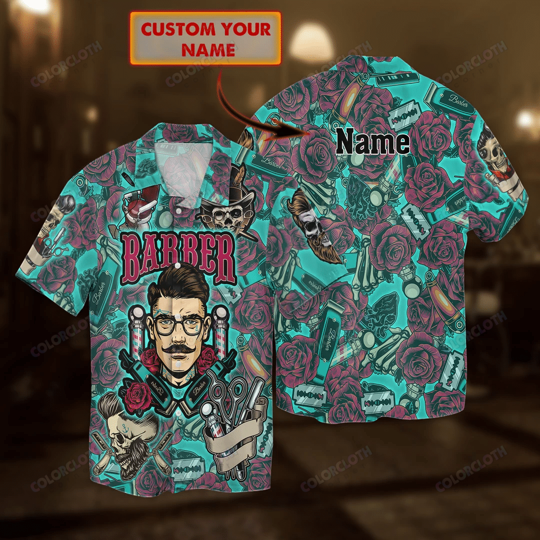 Barber Skull Custom Hawaiian Shirt Hl10704 StirtShirt
