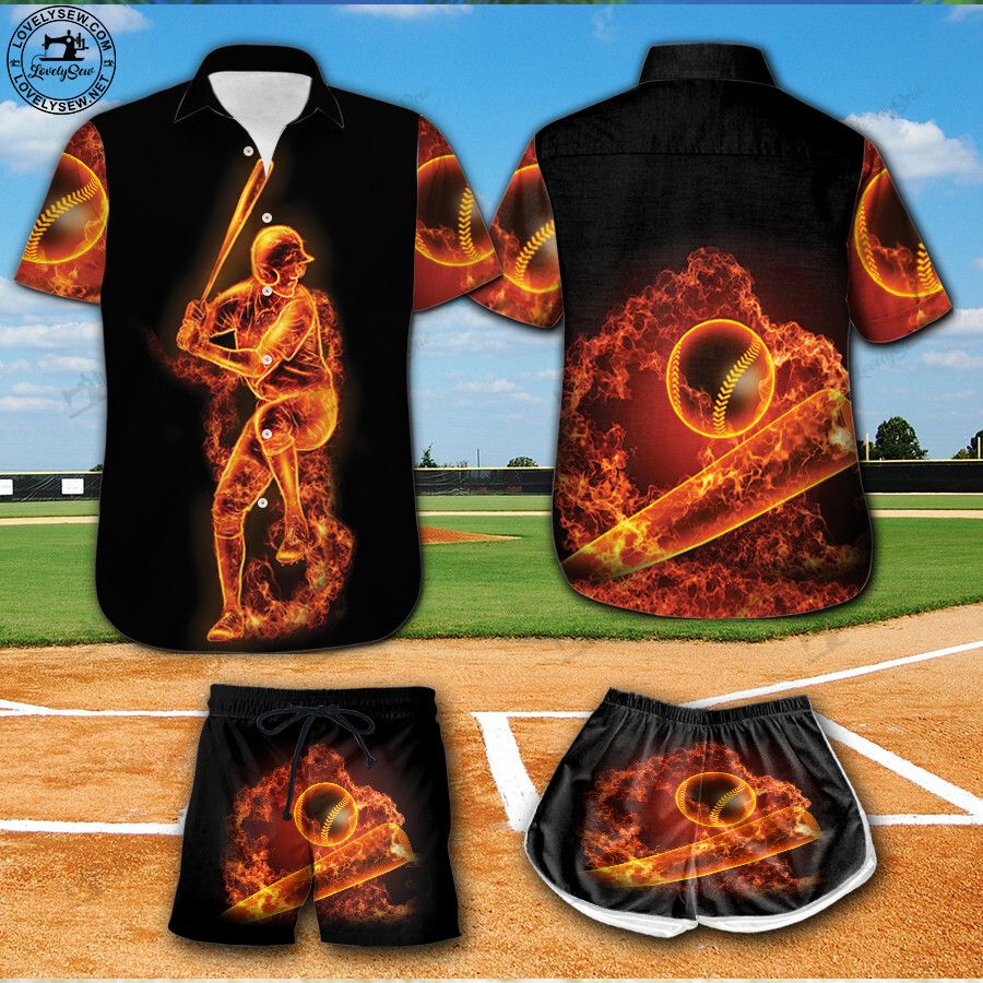 Baseball Fire Player Hawaiian Shirt And Shorts Bit21122807 Bio21122807 StirtShirt