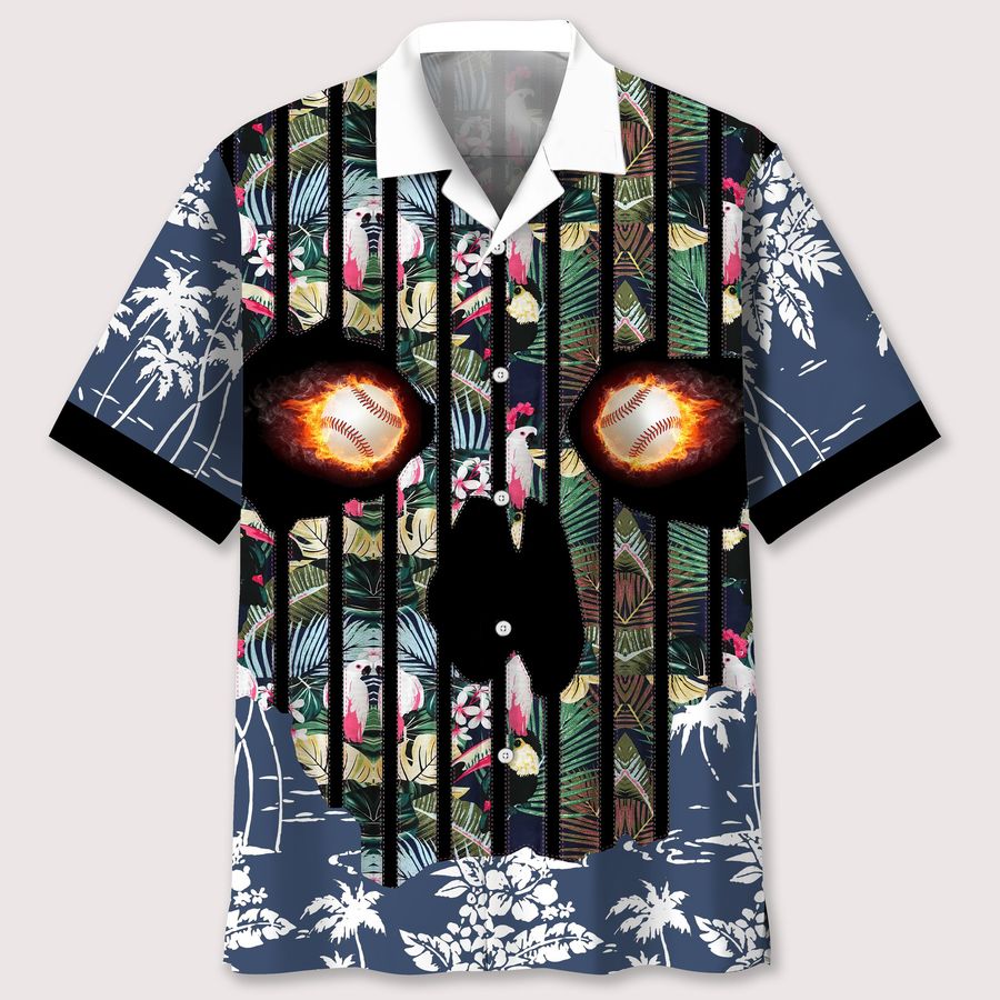 Baseball Flower Skull Hawaii Shirt StirtShirt