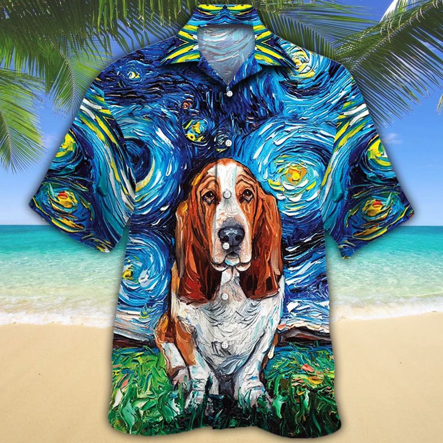 Basset Hound Dog Lovers Night Hawaiian Shirt StirtShirt