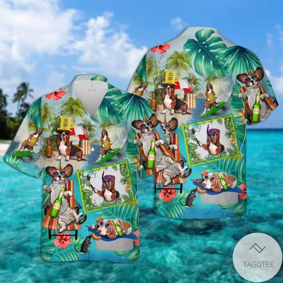 Basset Hound Surfing Hawaiian Shirt StirtShirt