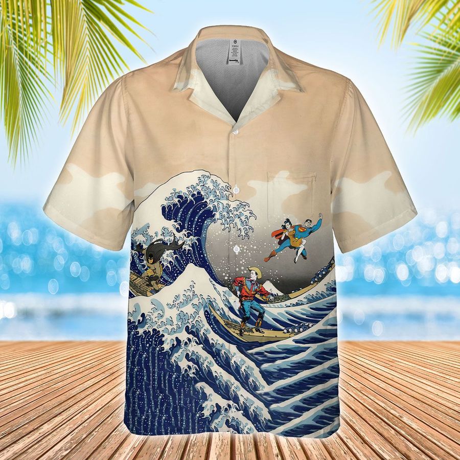 Batman And Superman Beach Surfing Hawaiian Shirt StirtShirt