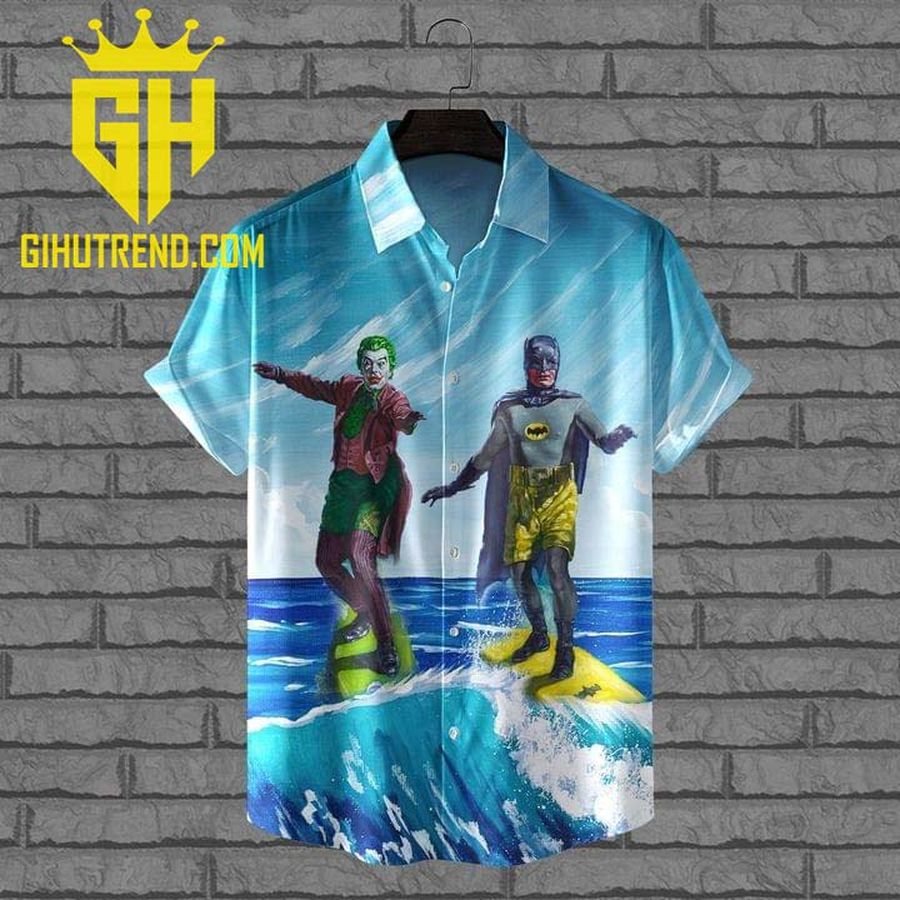 Batman Joker Surfing Short Sleeve Hawaiian Shirt And Hawaiian Shorts StirtShirt