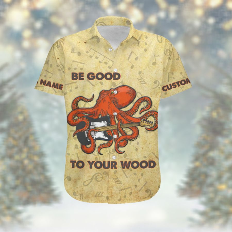 Be Good To Your Wood Guitar Chord Chart Octopus Custom Name Men Hawaiian Aloha Tropical Button Up Shirt For Guitarists StirtShirt