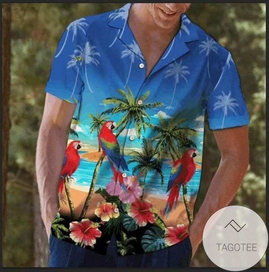 Beach Hawaii Parrot Summer Authentic Hawaiian Shirt 2023 Men Women Beach Wear Short Sleeve Authentic Hawaiian Shirt 2023 StirtShirt
