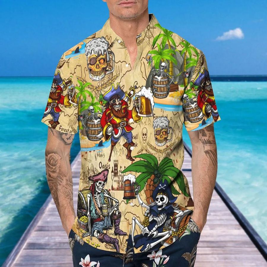 Beach Party Pirates Captain Skeleton Beer Skull Hawaiian Shirt, This Trends Summer Beach Shirt For Men Women StirtShirt