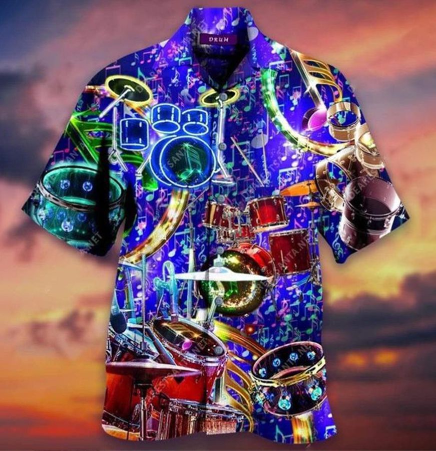 Beach Shirt Find Amazing Colorful Neon Light Drum Unisex Hawaiian Aloha Shirts StirtShirt
