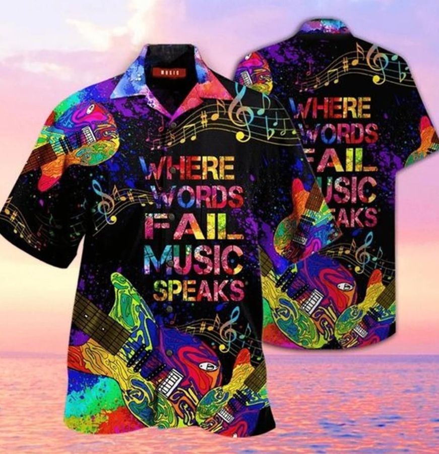 Beach Shirt Order Guitar Where Music Speaks Hawaiian Aloha Shirts StirtShirt