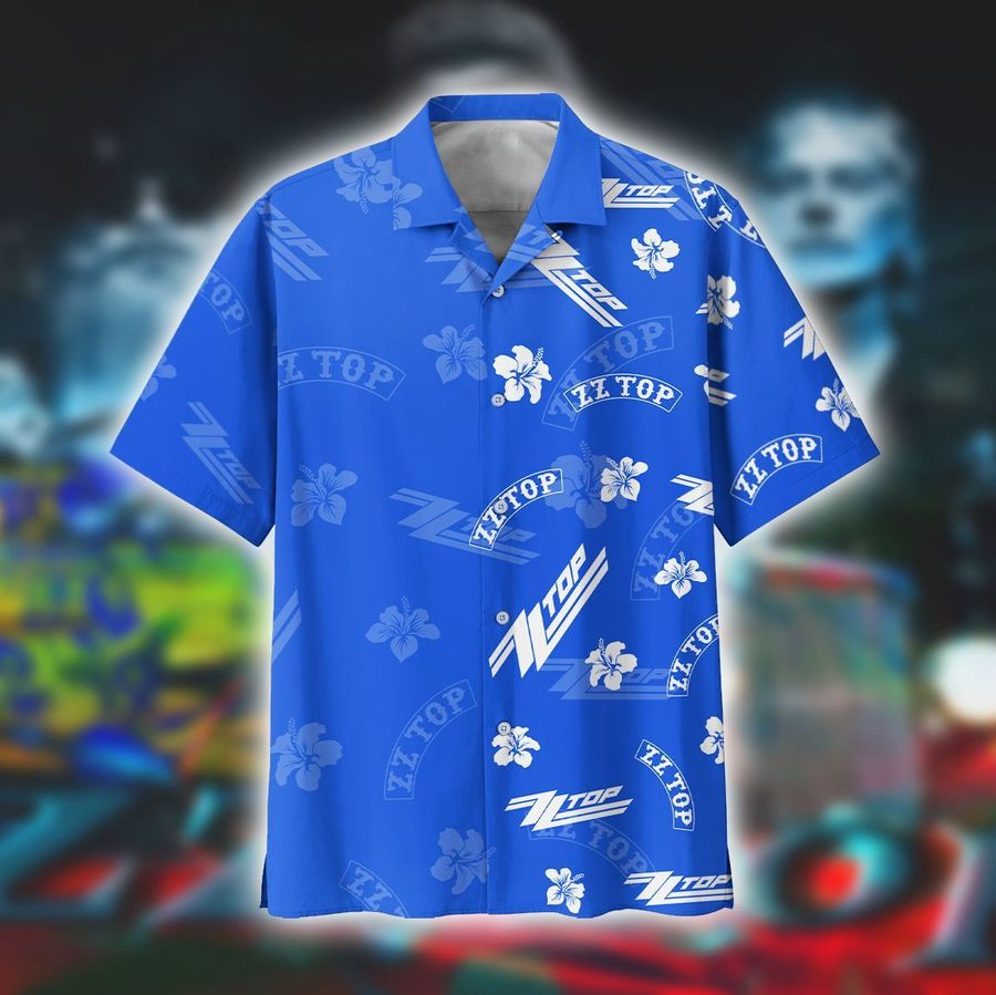 Beach Shirt Zz Top Logo Hawaiian Aloha Shirts, Zz Top Blue Short Sleeve Shirt StirtShirt