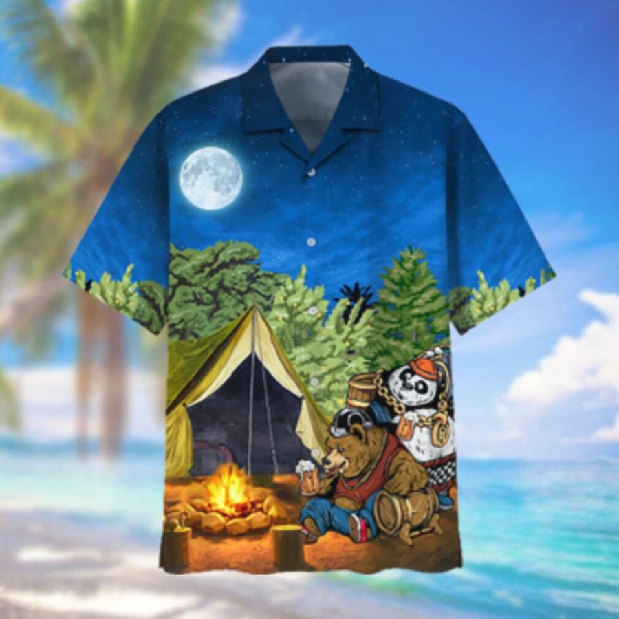 Bear Camping Hawaiian Shirt Tshirt 3D Hawaiian Shirts StirtShirt