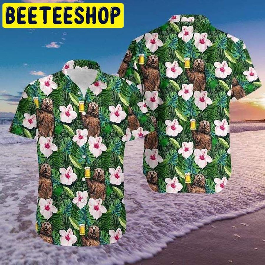 Bear Drink Beer Simple Camping Hawaiian Shirt StirtShirt