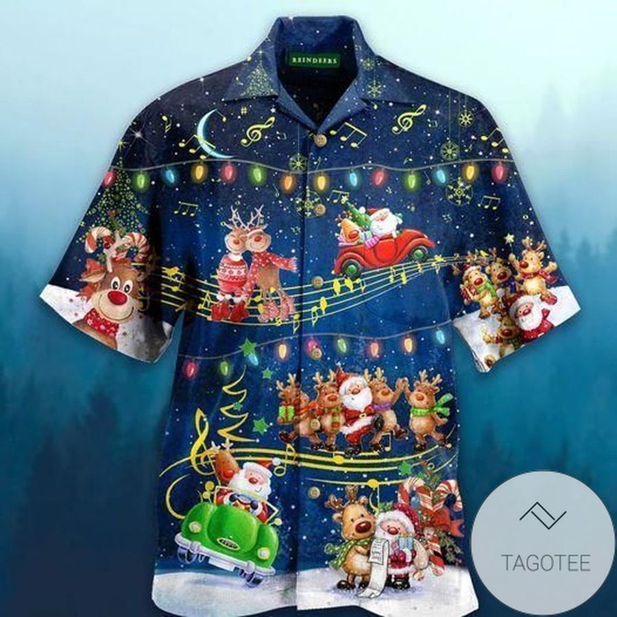 Beautiful Christmas Music Santa Claus Unisex Hawaiian Aloha Shirts StirtShirt
