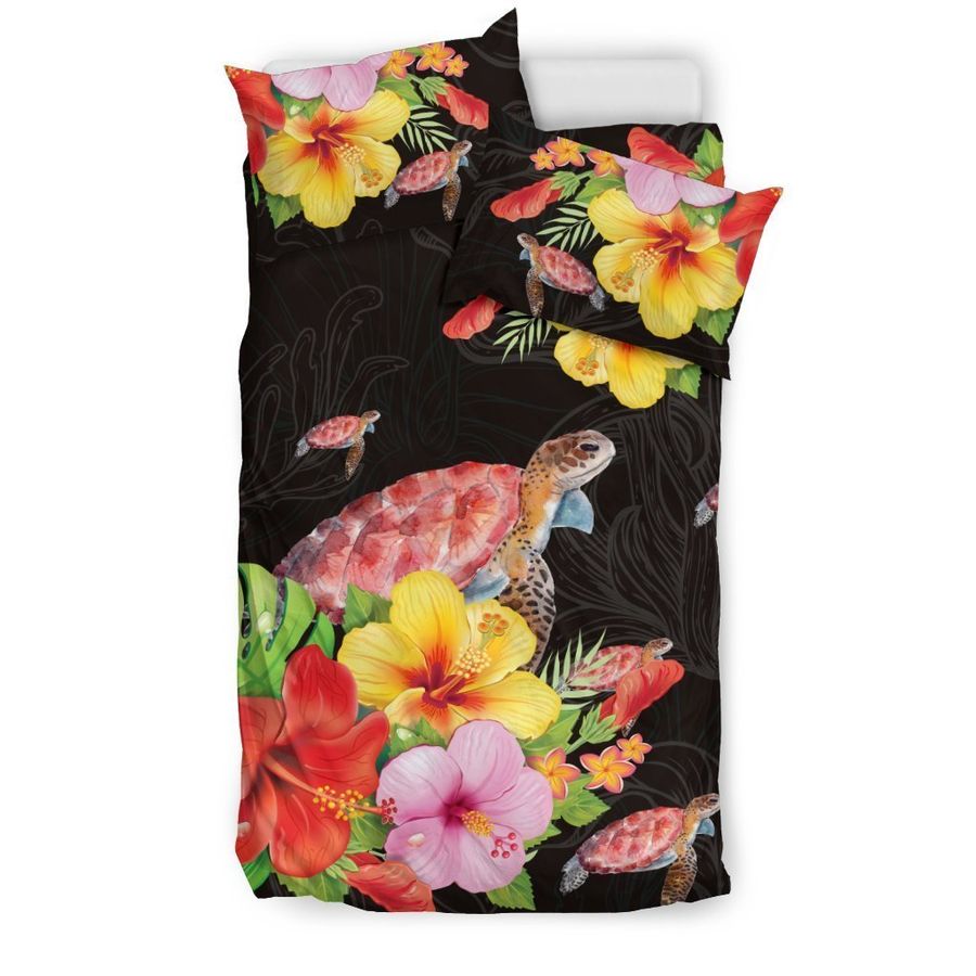 Beautiful Hibiscus And Turtle Hawaiian Bedding Set   Ah StirtShirt