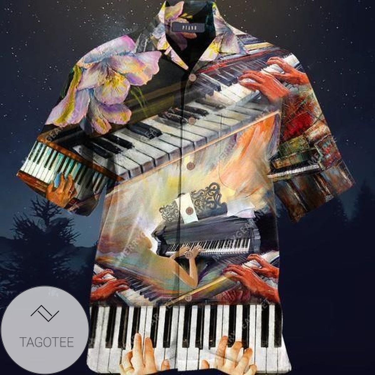 Beautiful Piano Painting Art Hawaiian Aloha Shirts StirtShirt