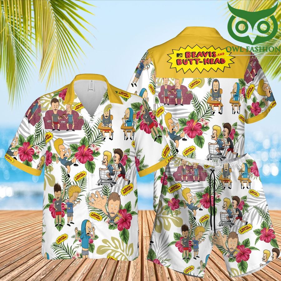 Beavis And Butt Head Hibiscus Flower Hawaiian Summer Outfit StirtShirt