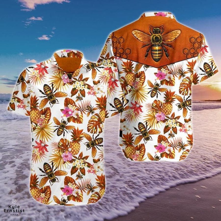 Bee Pineapple Fruits Tropical Hawaii Shirt StirtShirt