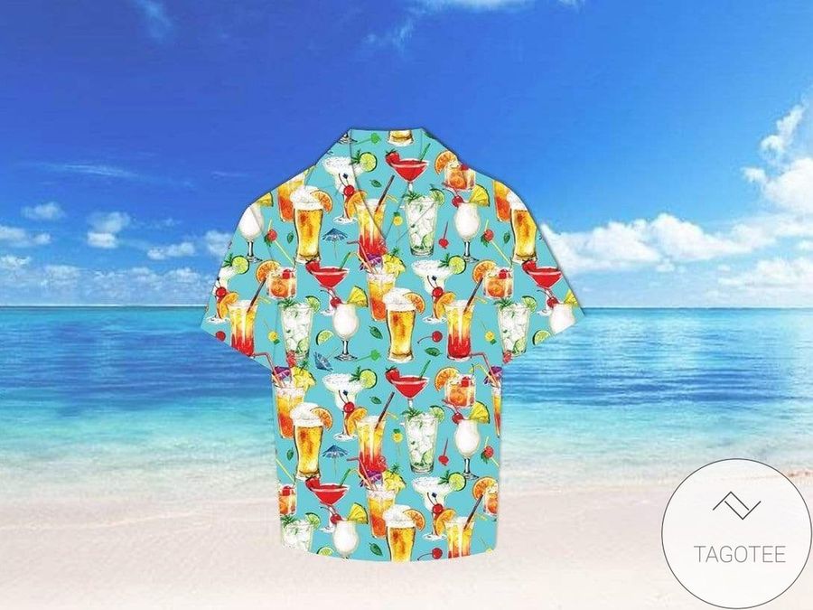 Beer Cocktail Pattern Tropical Hawaiian Aloha Shirts StirtShirt