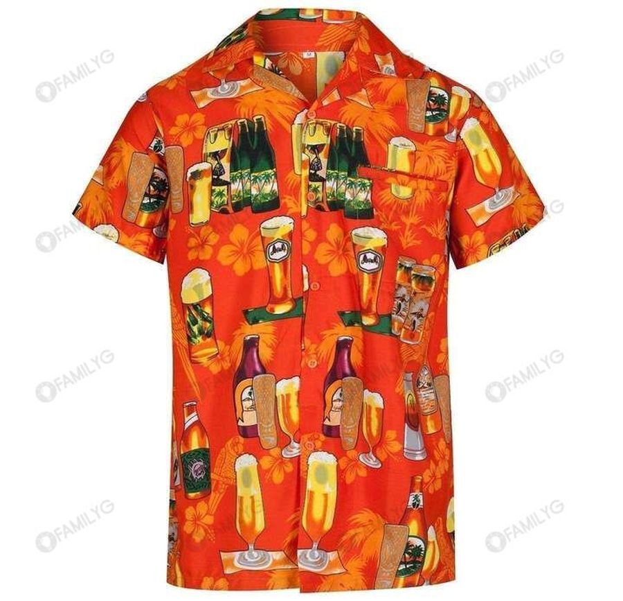 Beer Enjoy Drinking Beer Orange Hawaiian Shirt StirtShirt