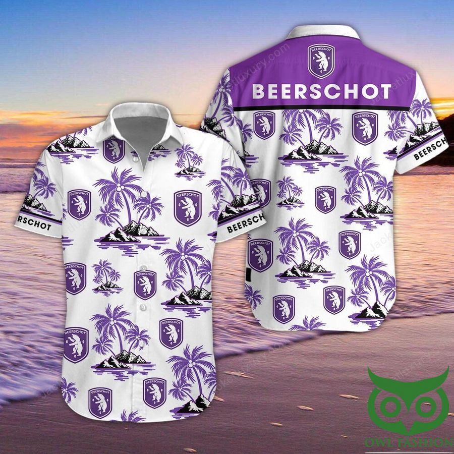 Beerschot Va Logo Purple Coconut Tree Hawaiian Shirt StirtShirt
