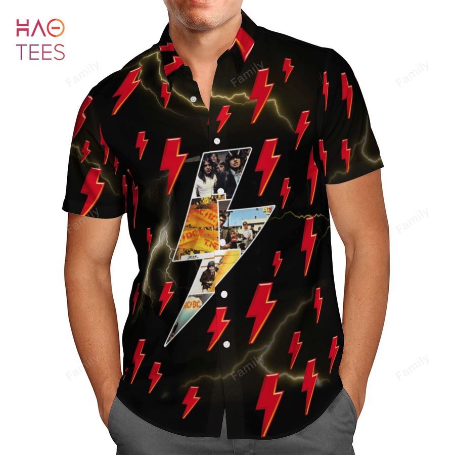 Best Ac Dc Yellow Lightning Aop Hawaiian Shirt StirtShirt