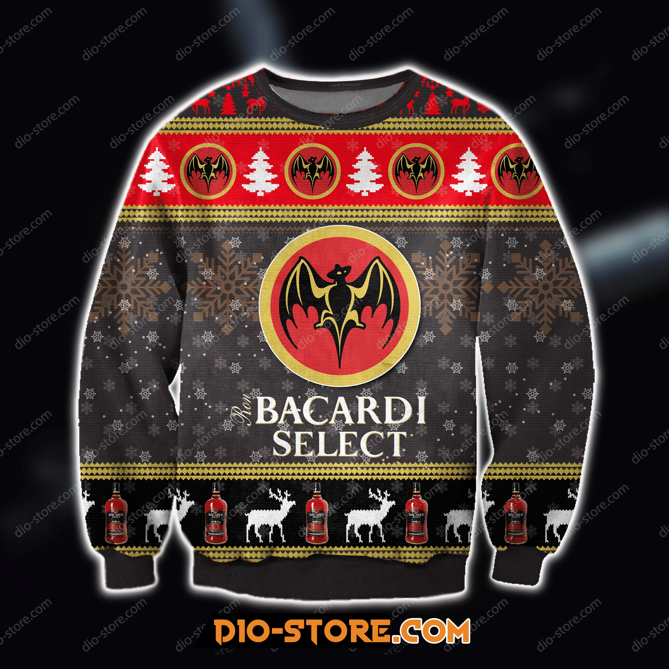 3D All Over Print Bacardi Select Rum Wine Ugly Christmas