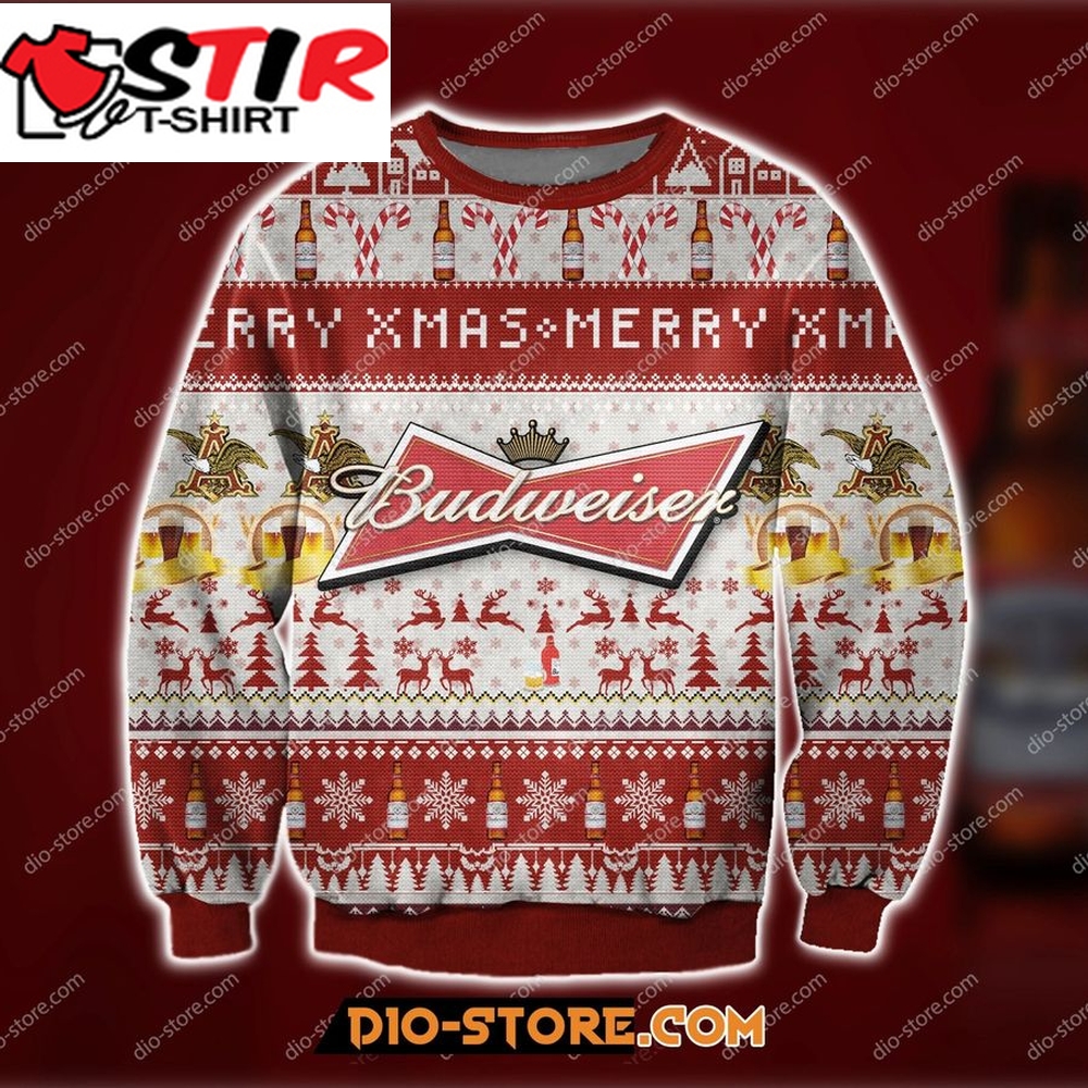 3D All Over Print Budweiser Beer Ugly Christmas Sweatshirt Hoodie All Over Printed Cint10304, All Over Print, 3D Tshirt, Hoodie, Sweatshirt