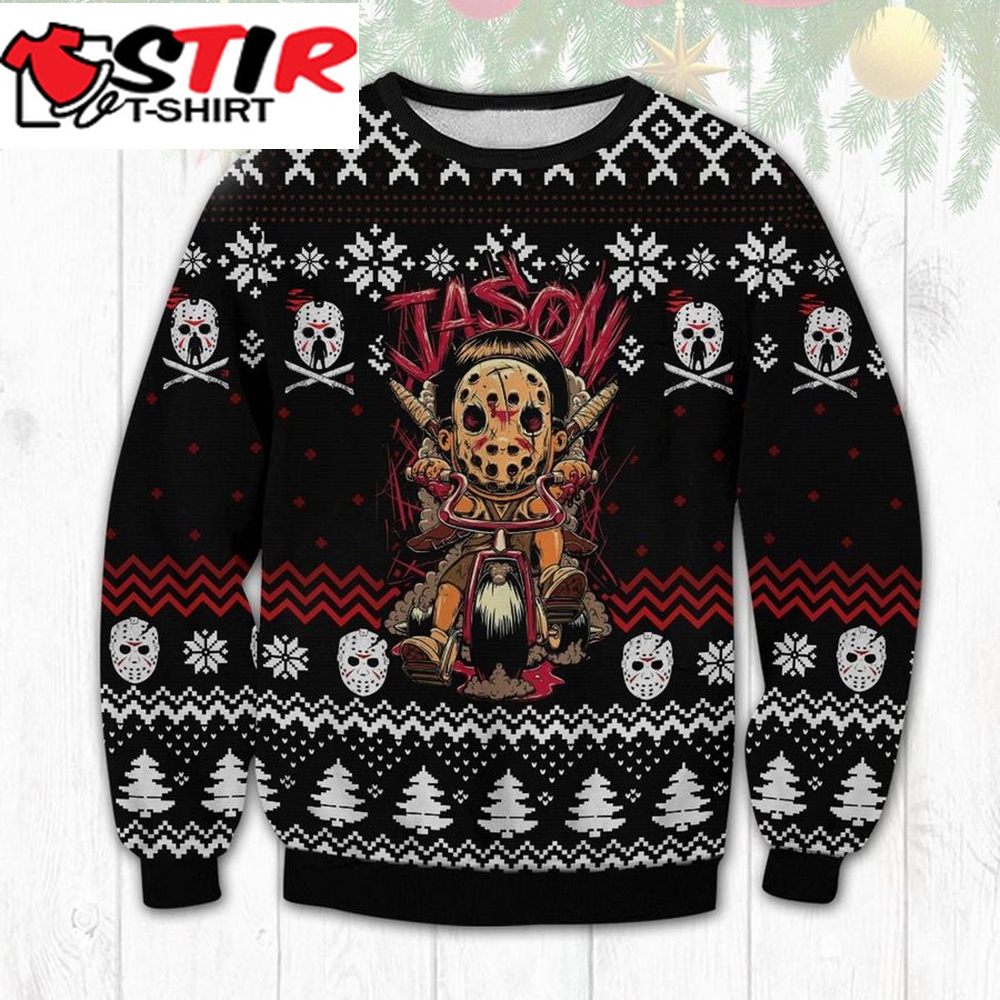 3D Jason Voorhees Ugly Christmas Sweater, Horror Character Sweatshirt, Halloween Horror Movie Shirt, Horror Movie Gift, Scary Halloween
