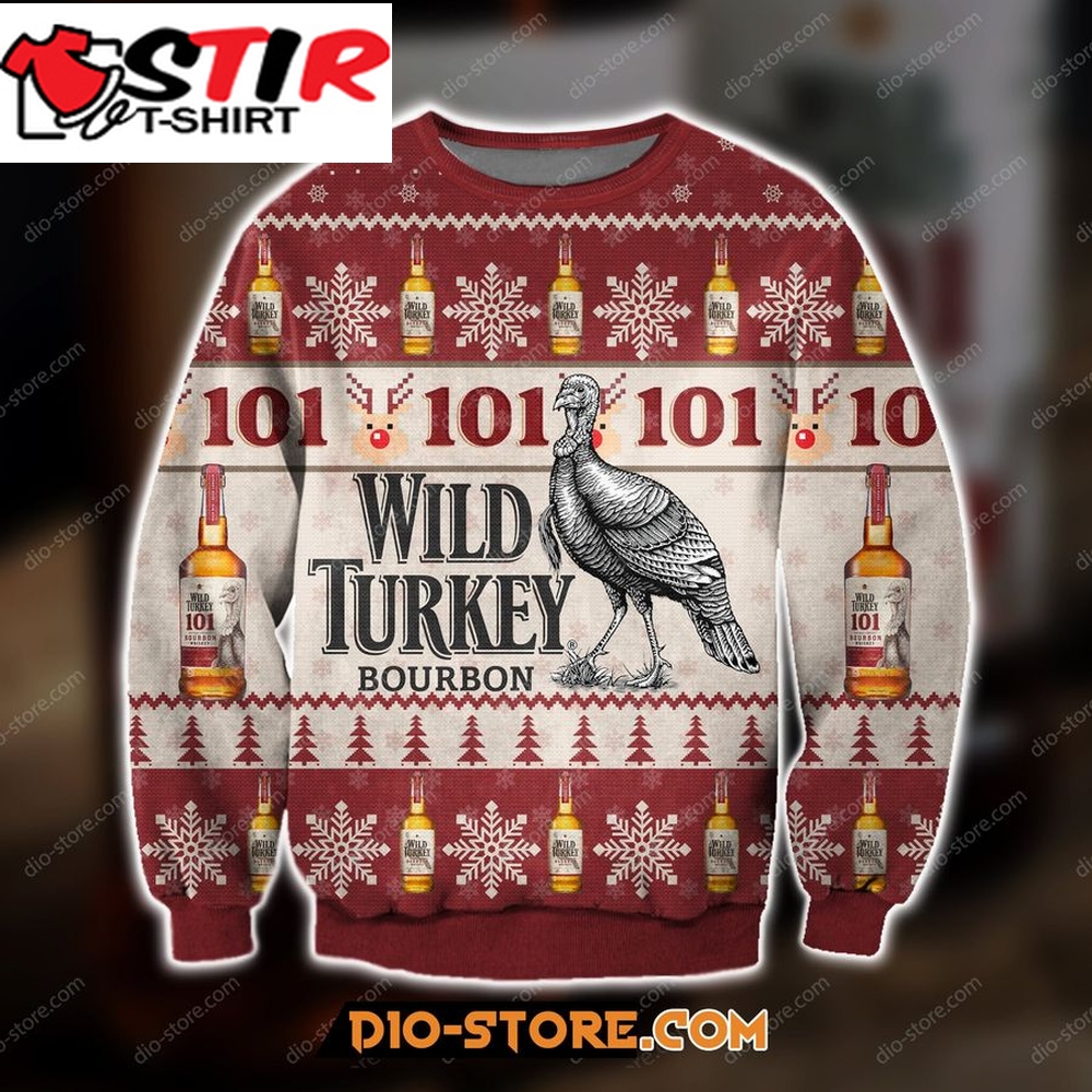 3D Knitting Pattern Wild Turkey Bourbon Whiskey Ugly Christmas Sweatshirt Hoodie All Over Printed Cint10296, All Over Print, 3D Tshirt, Hoodie