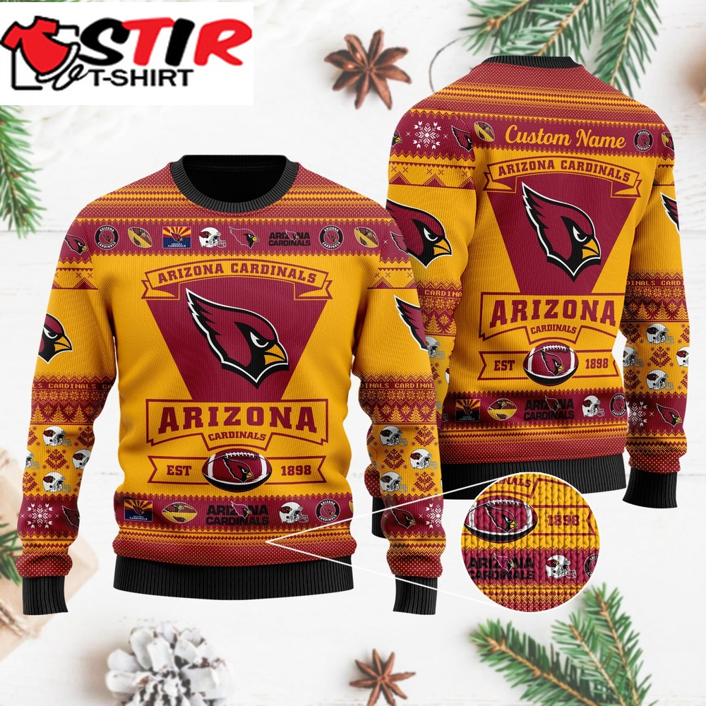 Arizona Cardinals Football Team Logo Custom Name Personalized Ugly Christmas