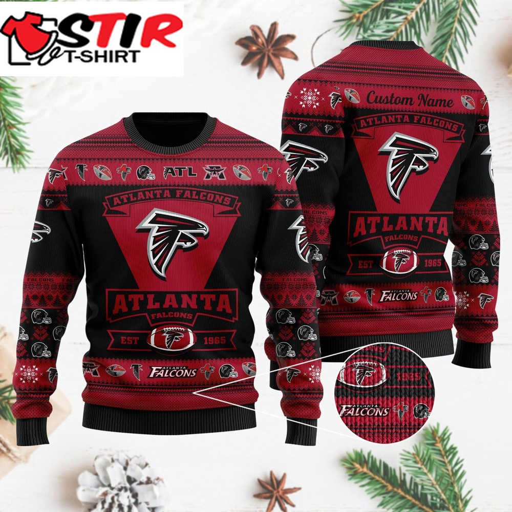Atlanta Falcons Football Team Logo Custom Name Personalized Ugly Christmas