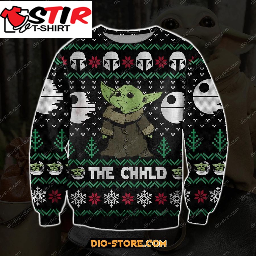 Baby Yoda 3D Print Ugly Christmas Sweatshirt Hoodie All Over Printed Cint10074, All Over Print, 3D Tshirt, Hoodie, Sweatshirt, Long Sleeve, Aop Shirt