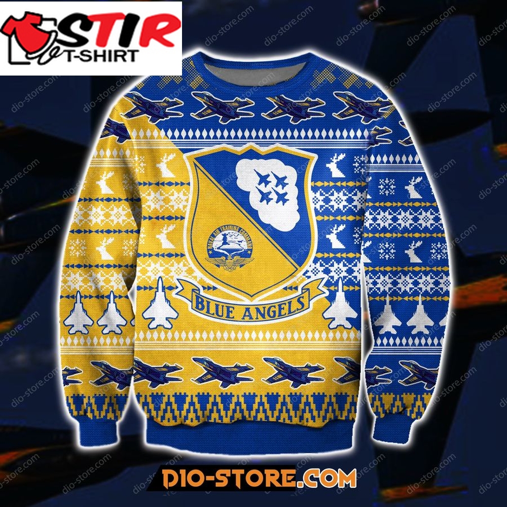 Blue Angels 3D Print Ugly Christmas Sweatshirt Hoodie All Over Printed Cint10050, All Over Print, 3D Tshirt, Hoodie, Sweatshirt, Long Sleeve