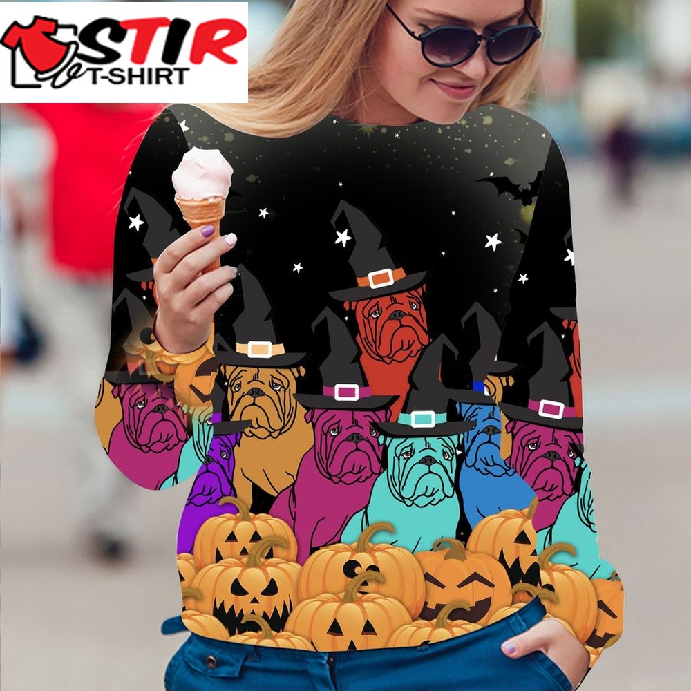 Bulldog Merry Halloween T219  All Over Print Halloween Sweater
