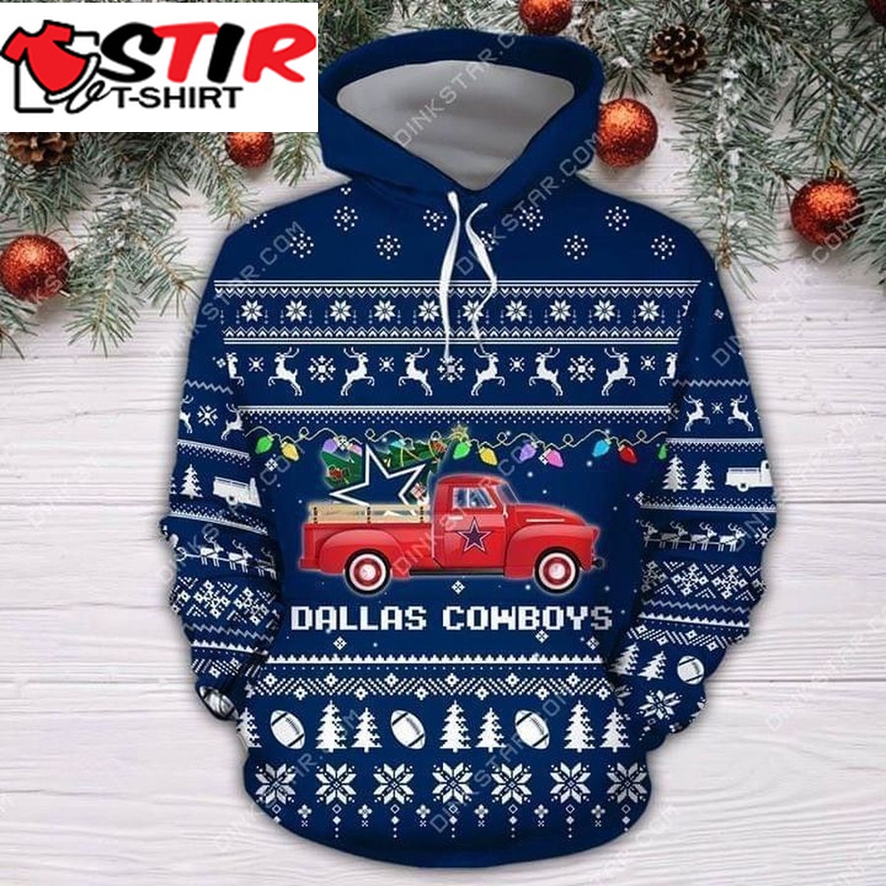 Dallas Cowboys Christmas Truck Ugly Christmas Pullover And Zippered Hoodies Custom 3D Graphic Printed 3D Hoodie All Over Print Hoodie Sweatshirt For Fans Men Women